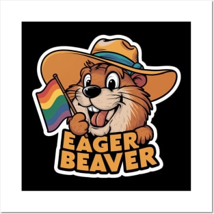 Beaver Holding LGBTQ Flag Posters and Art